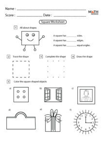 Square Shape Worksheets Math Monks