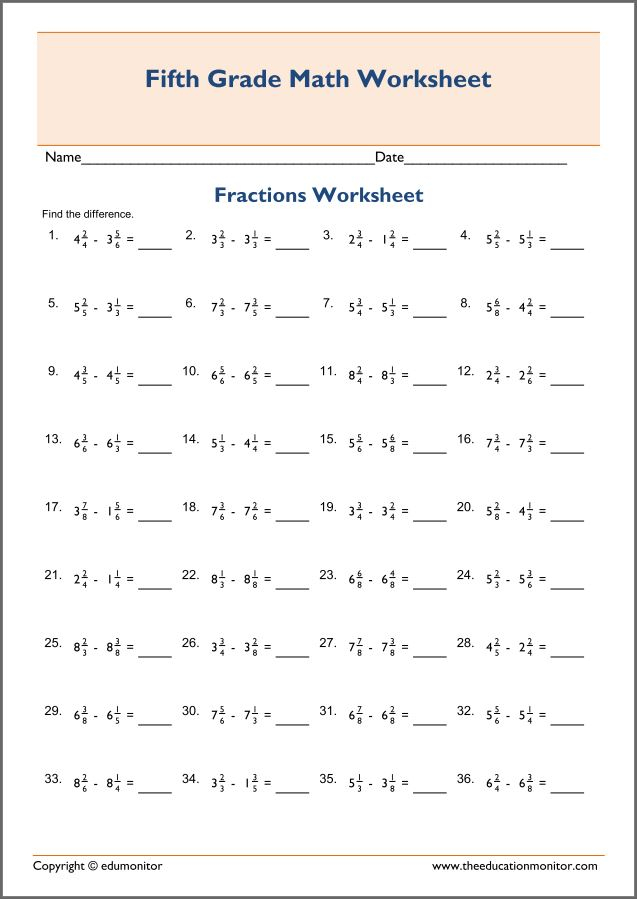 Subtracting Mixed Fractions With Borrowing