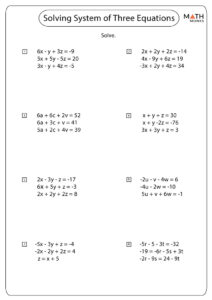 Systems Of Equations Worksheets Math Monks