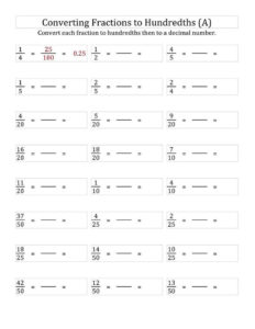 Tenths And Hundredths Worksheet Converting