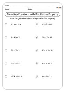 Two Step Equations Worksheets Math Monks