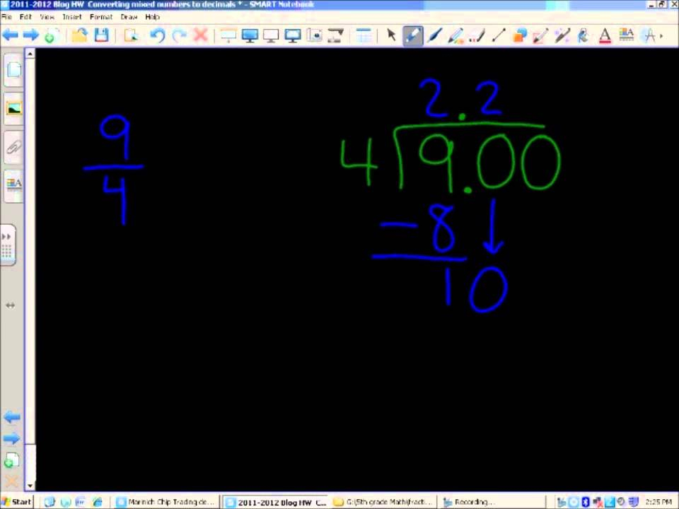 Video Walkthrough Converting Improper Fractions Into Decimal Form 