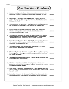 Word Problem Worksheets Grade 4 Fraction Fraction Word Problems