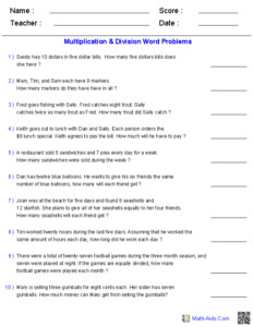 Word Problems Worksheets Dynamically Created Word Problems