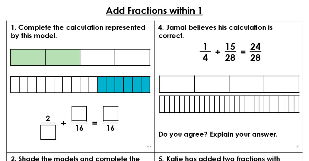 Year 5 Add Fractions Within 1 Lesson Classroom Secrets Classroom 