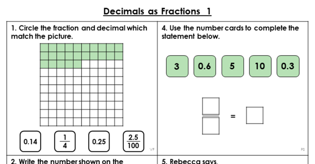 Year 5 Decimals As Fractions 1 Lesson Classroom Secrets Classroom 