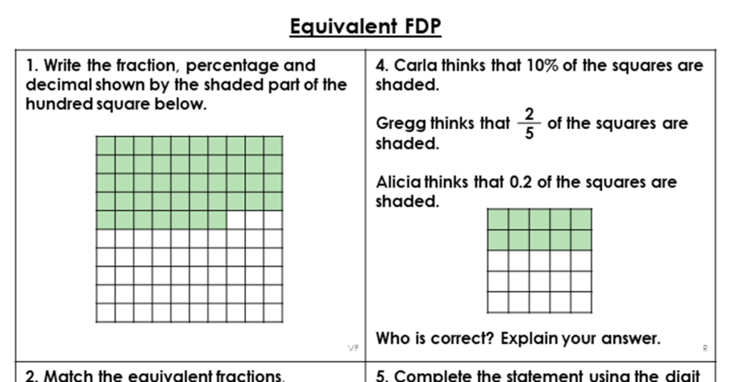 Year 6 Equivalent FDP Lesson Classroom Secrets Classroom Secrets