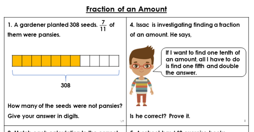 Year 6 Fraction Of An Amount Lesson Classroom Secrets Classroom Secrets